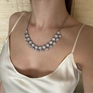 Charter Club Rhinestone Halo Cluster Statement Necklace - Silver